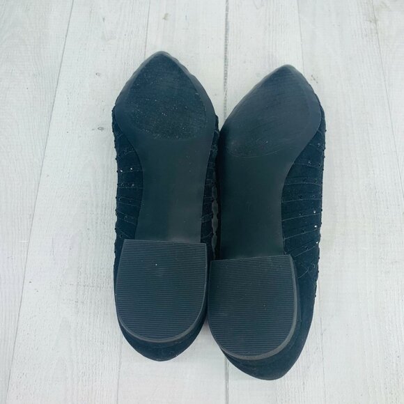 Michael By Michael Shannon SINDY Black Beaded Pointed Toe Slip On Flat Shoe Sz 7 - Picture 8 of 9